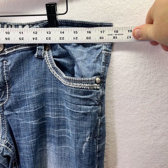 Hydraulic Bootcut Jeans Womens 13/14 Wide Stitch Embroidered Blue Denim 2226 - Picture 4 of 10